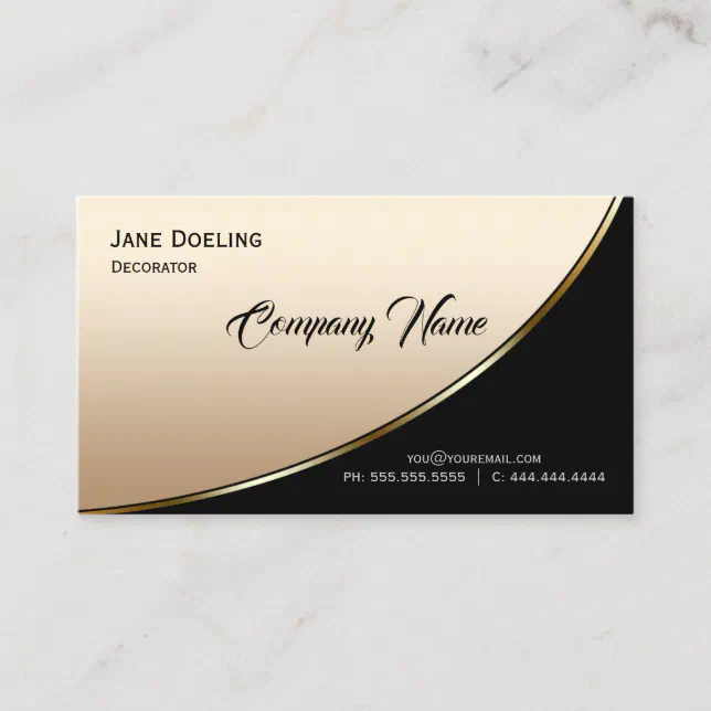 Elegant Modern Professional Black Light Gold Business Card | Zazzle
