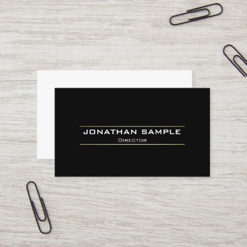 Elegant Modern Professional Black White Gold Plain Business Card