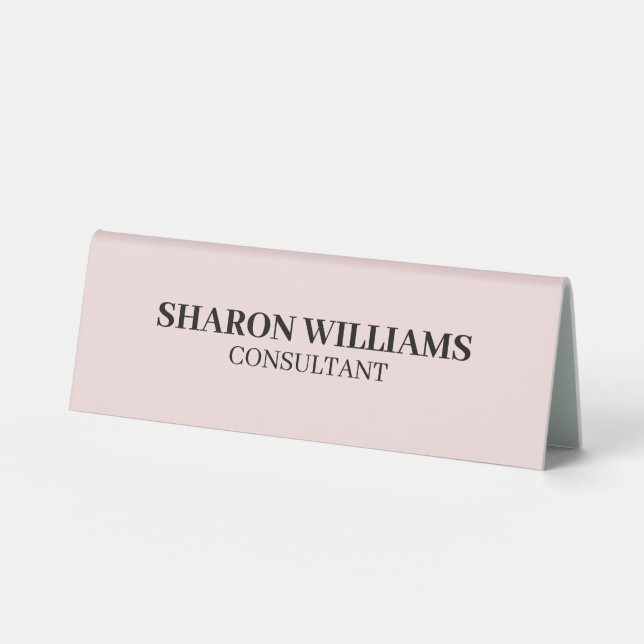 Elegant Modern Professional Blush Pink Minimalist Table Tent (Front)
