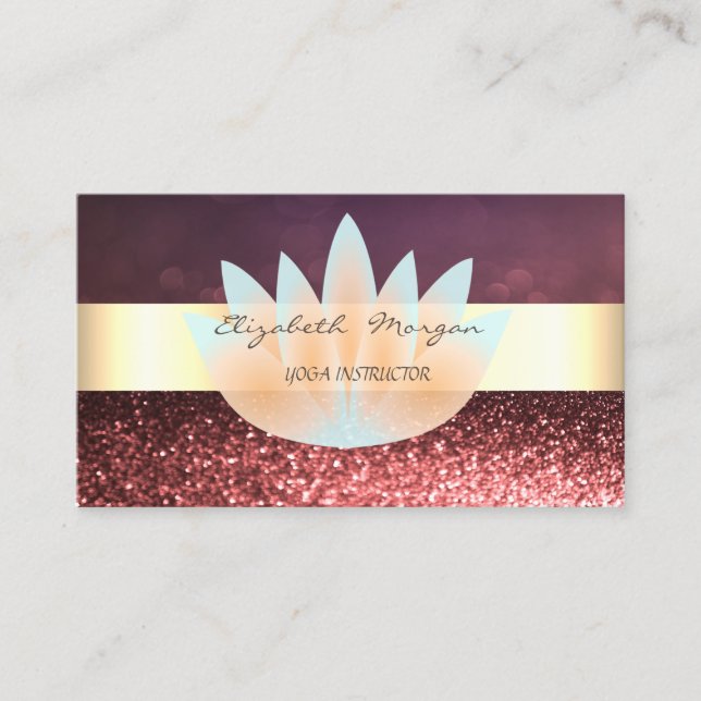 Elegant Modern Professional Bokeh Stripe,Lotus Business Card (Front)