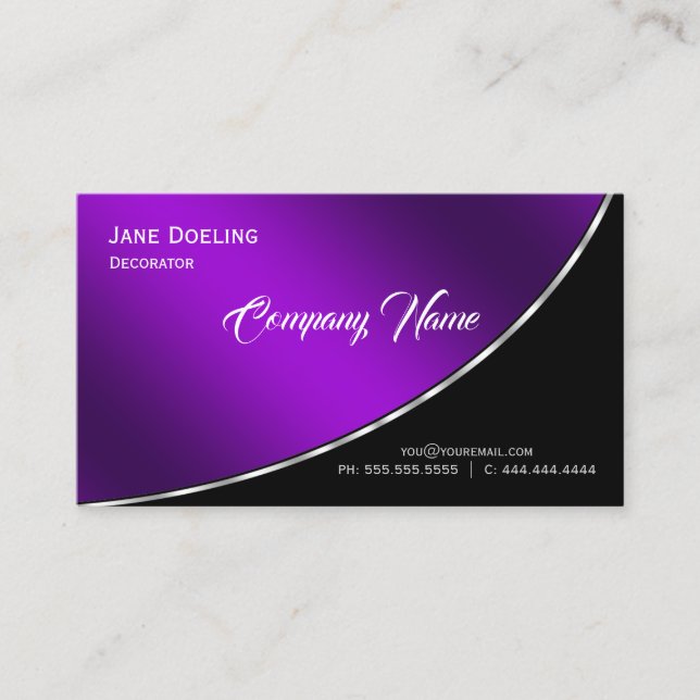 Elegant Modern Professional Bright Purple Business Card (Front)