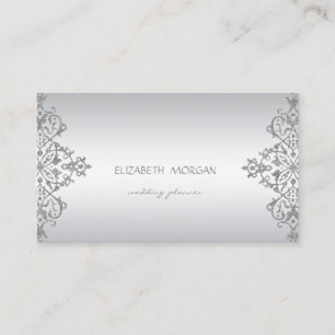 Elegant  Modern Professional Charming Silver Lace Business Card