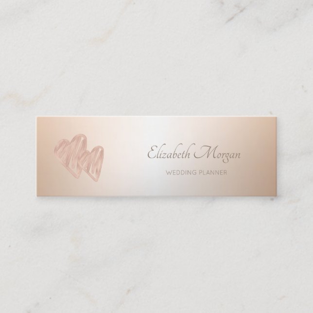 Elegant Modern Professional Chic, Hearts Mini Business Card (Front)
