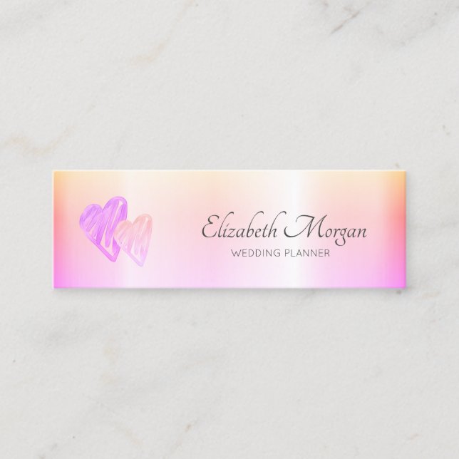 Elegant Modern Professional Chic, Hearts,Ombre Mini Business Card (Front)