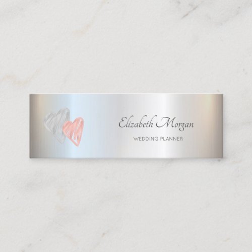 Elegant Modern Professional Chic Hearts Silver Mini Business Card