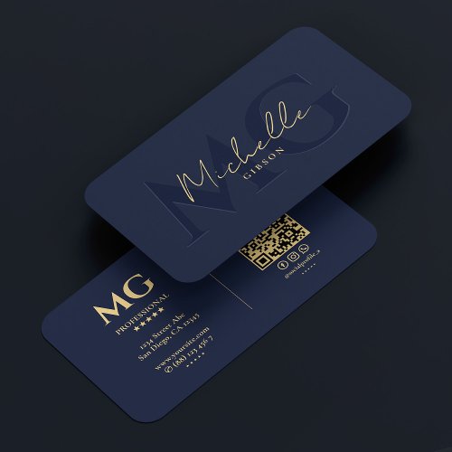 Elegant Modern Professional Dark Navy Blue  Business Card