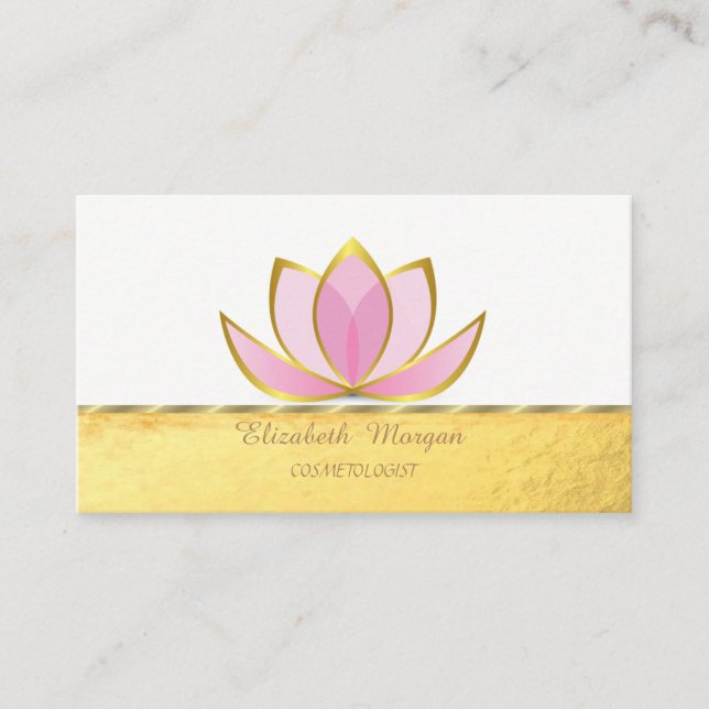 Elegant Modern Professional,Faux Gold Lotus  Business Card (Front)