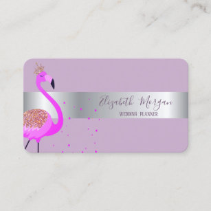 Elegant Modern Professional Flamingo Silver Stripe Business Card
