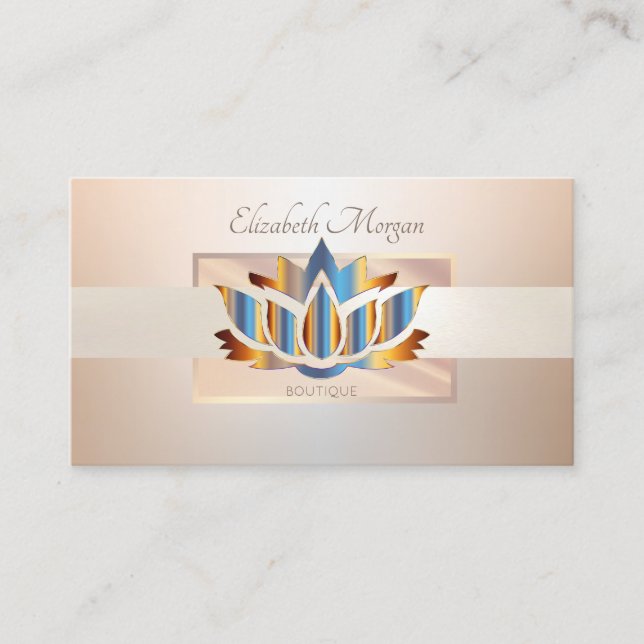 Elegant Modern Professional  Frame,Stripe Lotus Business Card (Front)