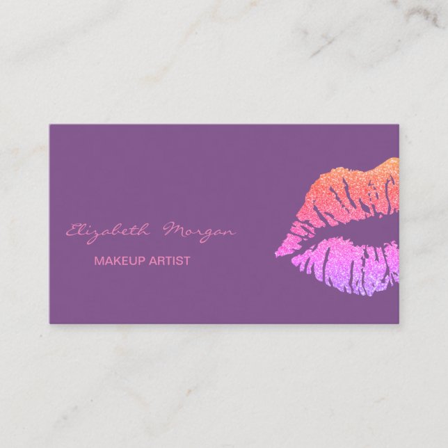 Elegant Modern Professional  ,Glitter Lips Business Card (Front)