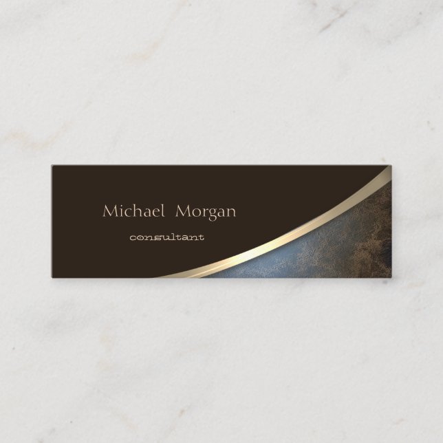 Elegant  Modern Professional, Gold, Leather Look Mini Business Card (Front)