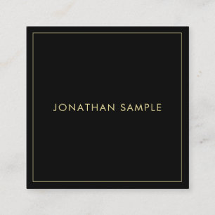 Elegant Modern Professional Gold Look Text Black Square Business Card