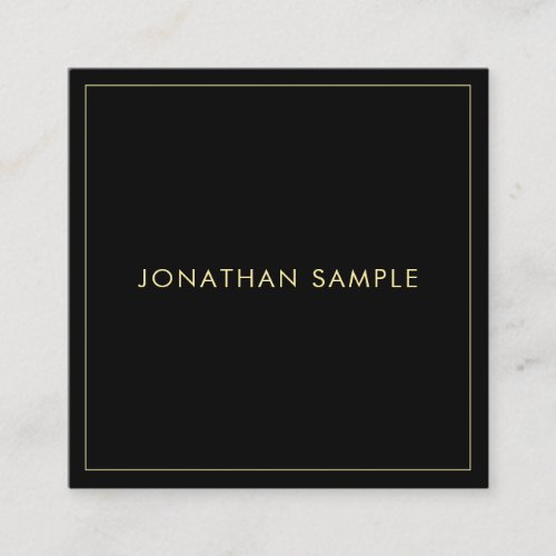 Elegant Modern Professional Gold Look Text Black Square Business Card