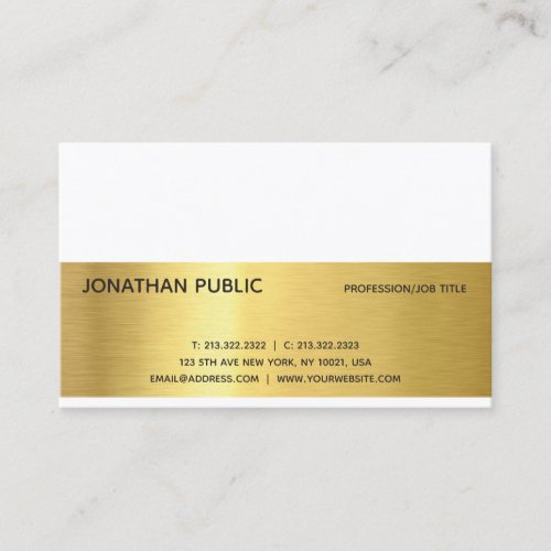 Elegant Modern Professional Gold Plain Luxury Chic Business Card