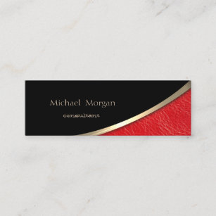 Elegant  Modern Professional,Gold,Red Leather Look Mini Business Card