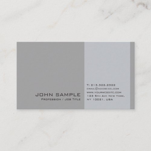 Elegant Modern Professional Grey Simple Chic Plain Business Card