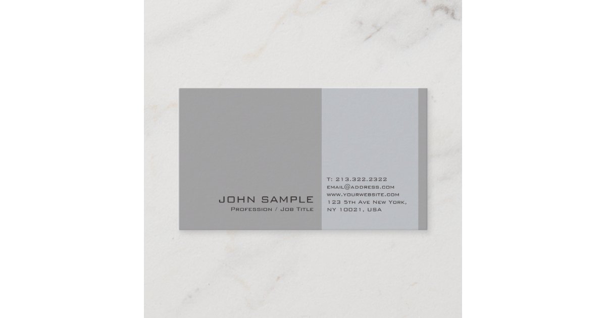 Elegant Modern Professional Grey Simple Chic Plain Business Card | Zazzle