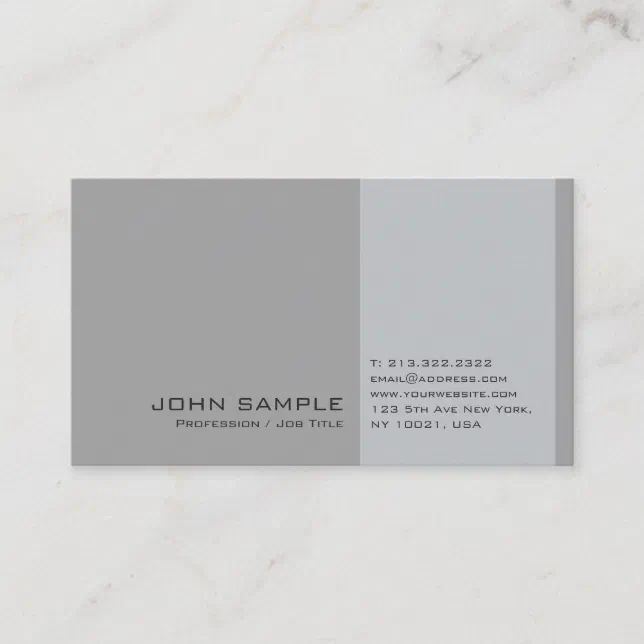 Elegant Modern Professional Grey Simple Chic Plain Business Card | Zazzle