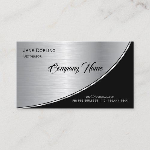Elegant Modern Professional Highlight Black Silver Business Card