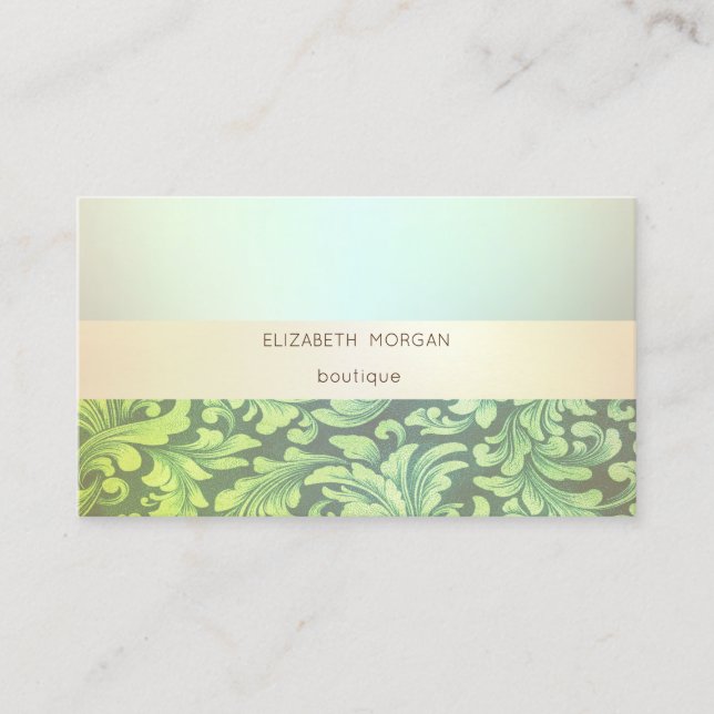 Elegant Modern Professional  Luminous,Swirls Green Business Card (Front)
