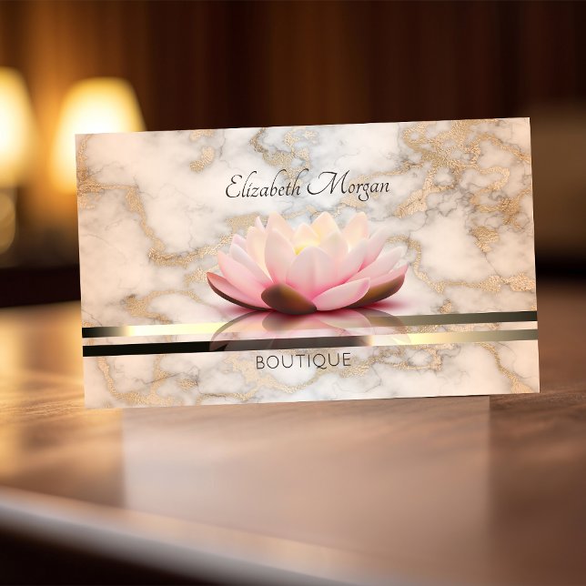 Elegant Modern Professional Luminouse Lotus Marble Business Card (Creator Uploaded)