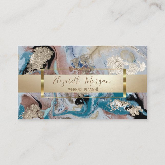 Elegant Modern Professional Marble,Gold Frame Business Card (Front)