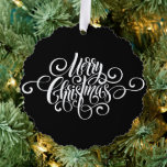 Elegant Modern Professional Merry Christmas Script Ornament Card<br><div class="desc">Our Elegant Modern Professional Merry Christmas Script Holiday Card is the perfect choice for businesses and corporate holiday greetings. This card is designed with a modern minimalist approach, making it an ideal option for companies looking for simple yet elegant Christmas cards. It is a black and white Christmas card, exuding...</div>