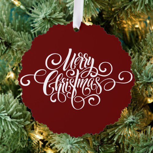 Elegant Modern Professional Merry Christmas Script Ornament Card