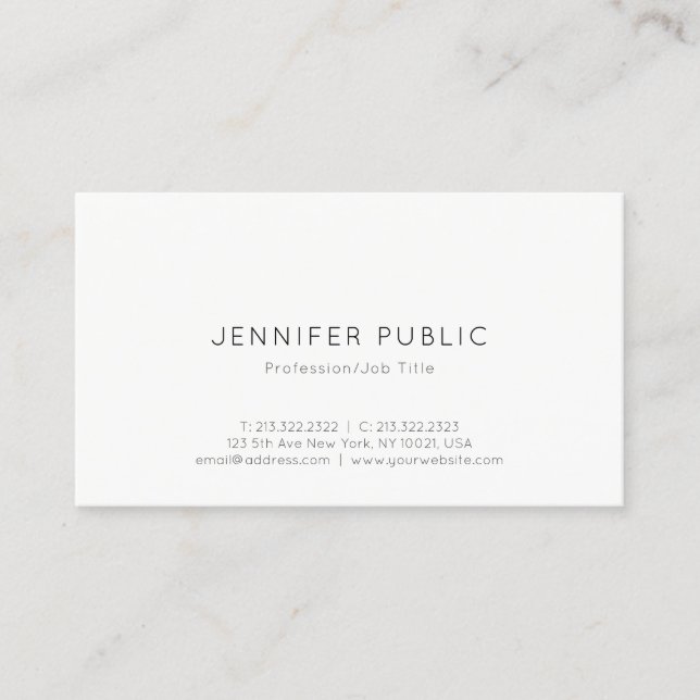 Elegant Modern Professional Minimalist Sleek Plain Business Card (Front)