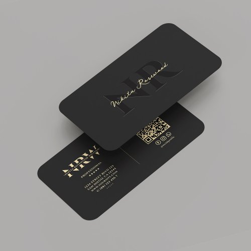 Elegant Modern Professional Monogram Black Gold Business Card
