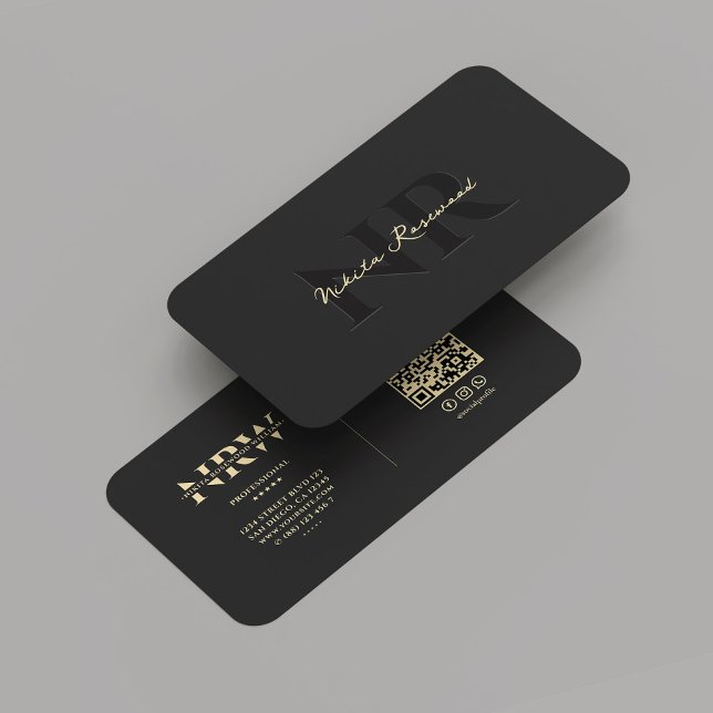 Elegant Modern Professional Monogram Black Gold Business Card (Elegant Modern Professional Monogram Black Gold Business Card
)