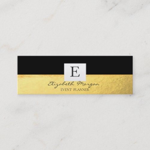 Elegant Modern  Professional Monogram GoldBlack Mini Business Card