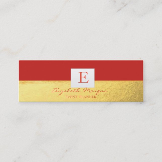 Elegant Modern  Professional Monogram Gold Mini Business Card (Front)