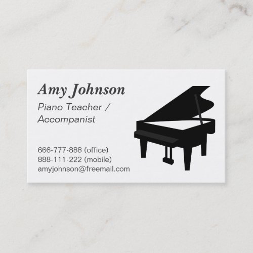 Elegant Modern Professional Piano Teacher Business Card