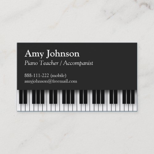 Elegant Modern Professional Piano Teacher Business Card