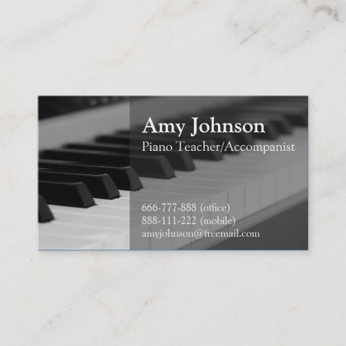 Elegant Modern Professional Piano Teacher Business Card