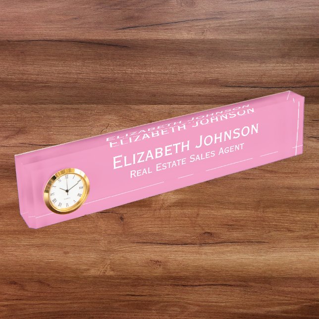 Elegant Modern Professional Pink Business Office Desk Name Plate (Elegant Modern Professional Pink Business Office Desk Name Plate)