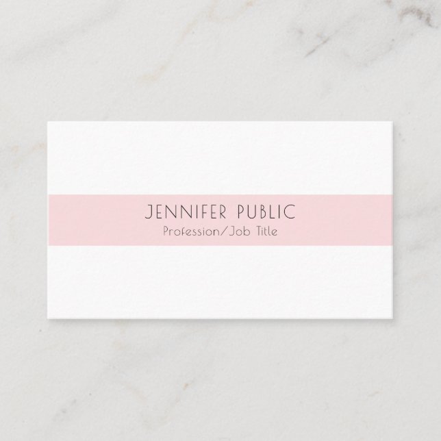 Elegant Modern Professional Pink Simple Plain Business Card (Front)