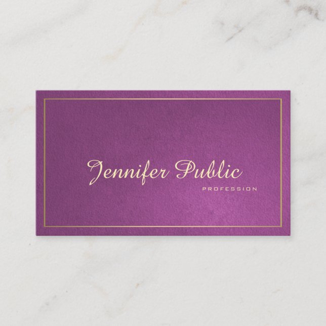 Elegant Modern Professional Red Violet Gold Plain Business Card (Front)