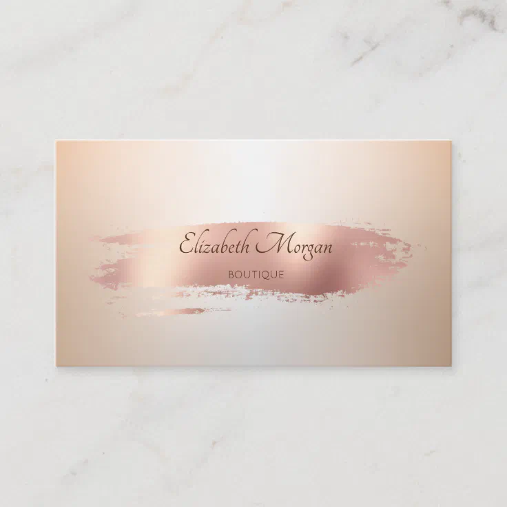 Elegant Modern Professional Rose Gold Brush Stroke Business Card | Zazzle