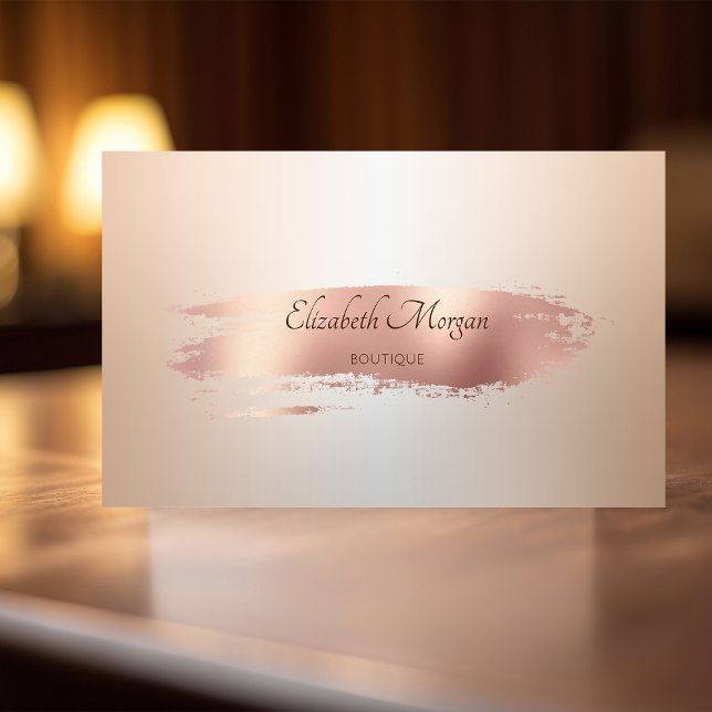 Elegant Modern Professional Rose Gold Brush Stroke Business Card (Creator Uploaded)