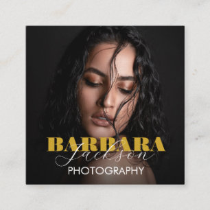 Elegant Modern Professional Script Photography Square Business Card