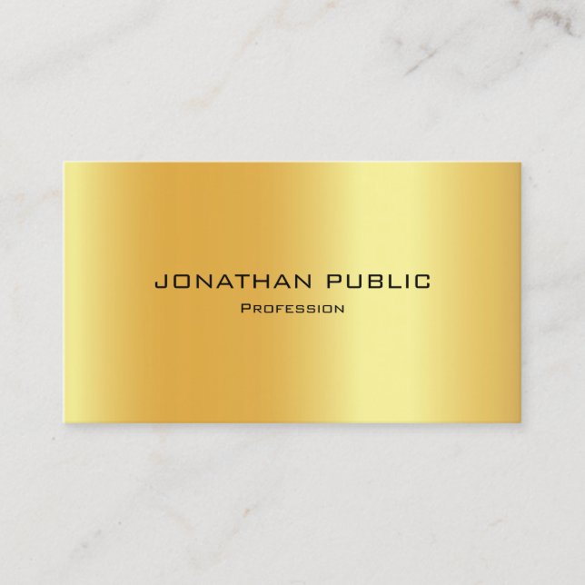 Elegant Modern Professional Semi-Gloss Faux Gold Business Card (Front)