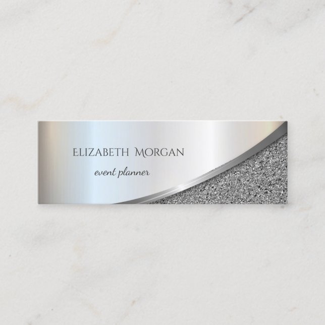 Elegant  Modern Professional Silver  Marble Mini Business Card (Front)