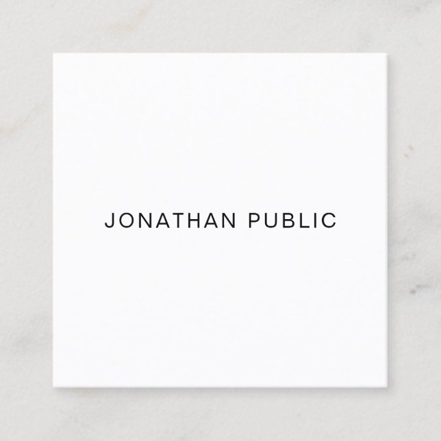 Elegant Modern Professional Smooth Unique Plain Square Business Card (Front)