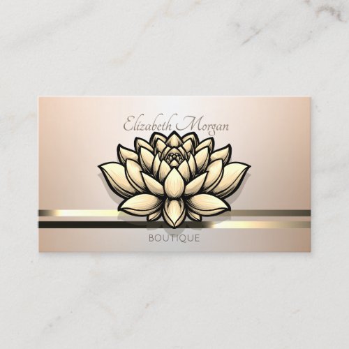 Elegant Modern Professional Stripes Lotus Business Card
