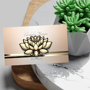 Elegant Modern Professional Stripes Lotus Business Card