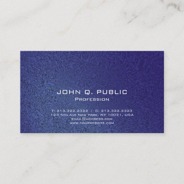 Elegant Modern Professional Stylish Dark Blue Business Card (Front)