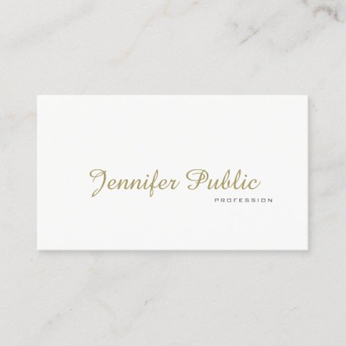 Elegant Modern Professional White Gold Plain Business Card