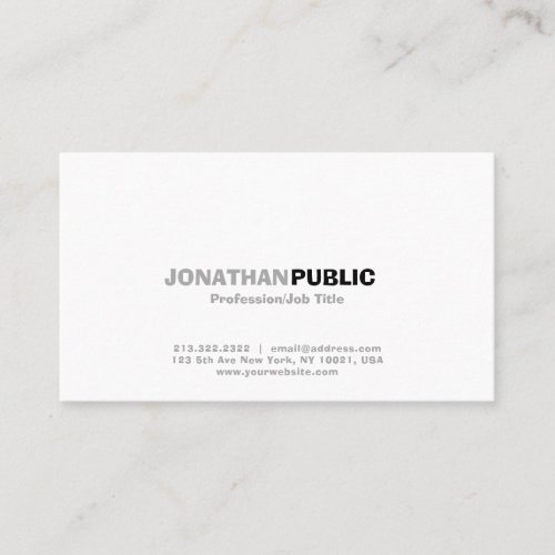 Elegant Modern Professional White Simple Plain Business Card
